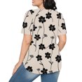 thumbnail image 4 of Hauts d'Été à Manches Courtes Femme Mode 2024 Blouses Plissées Chic Décontractées Col Rond T-Shirts de Couleur Unie (Grand, Noir 03), 4 of 6