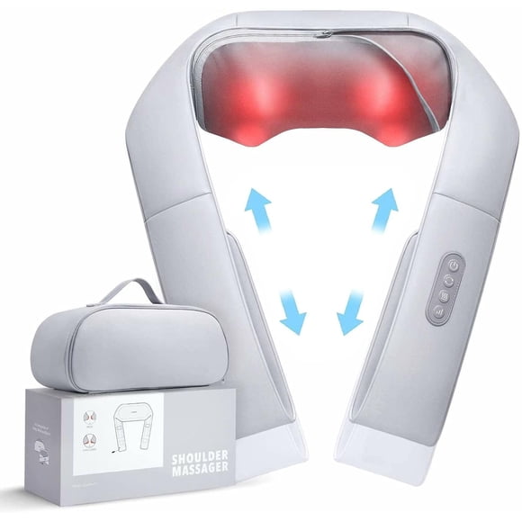 Naipo Shiatsu Neck & Back Massager with Adjustable Heat and Straps Deep Tissue Kneading Shoulder Massage Pillow Musele Relax Gifts for Mom Dad