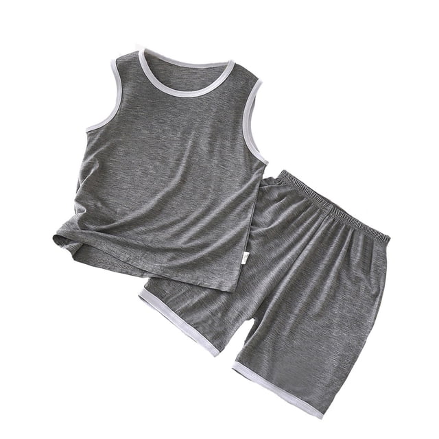 TIWEKE Pyjama en Modal pour Filles, Pyjama Mince Sans Manches à Col Rond, Tenue d'Intérieur pour Enfants, Pyjama pour Filles Taille 3-4 Ans
