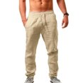 thumbnail image 1 of Innerwin Bottoms Solid Color Men Pants Outdoor Elastic Waist Loose Trousers Apricot XXL, 1 of 7