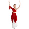 thumbnail image 4 of Aislor Robe de Danse Liturgique de Louange Lyrique pour Filles Enfants, Robe de Danse à Blocs de Couleur, Robe de Culte à Ourlet Asymétrique, Rouge 16, 4 of 7