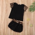 thumbnail image 4 of Baby Girls Leopard Print Clothes Set O-neck Tops with Pocket Drawstring Shorts, 4 of 9