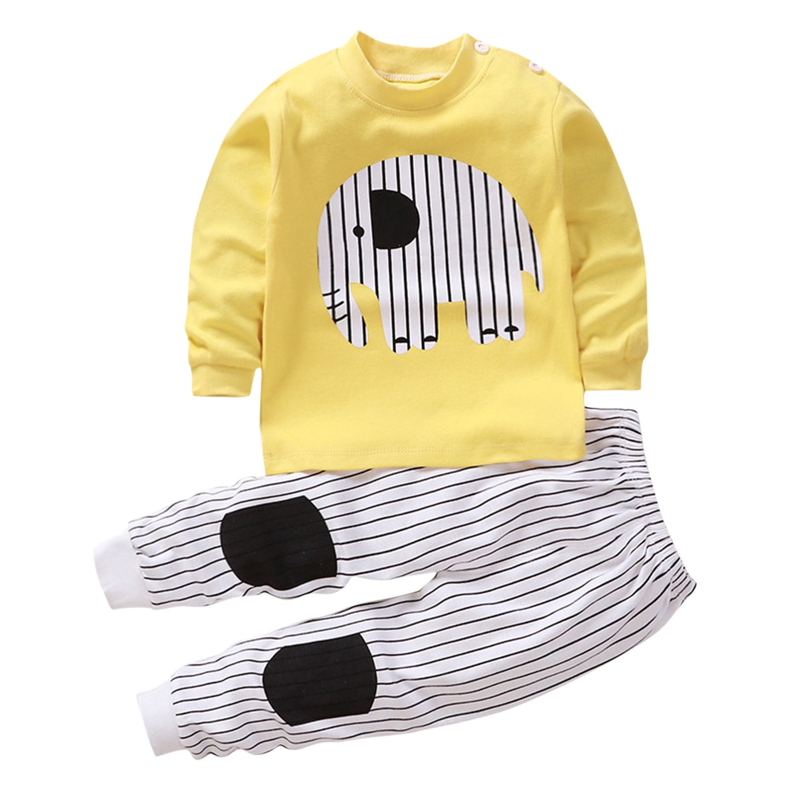 Pisexur Tenue d'Automne pour Bébé Fille Garçon, Ensemble 2 Pcs, Ensembles de Pyjamas pour Tout-Petit Bébé, Chandails à Col Rond à Manches Longues et Pantalons, Mode Décontractée, Ensemble de Vêtements de Nuit en Coton pour Garçons, 3 Mois à 6 Ans