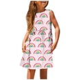 thumbnail image 1 of PMVFHDE Robe Florale Printemps Été pour Filles / Col Rond Sans Manches Tenue Décontractée / Tenue Légère pour Fête pour Tout-Petits à Préadolescents Rose,7-8, 1 of 5
