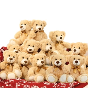 MaoGoLan 12 Pack Teddy Bears Plush Toys Set Soft Stuffed Brown Bear for Kids Gifts, Bulk Stuffed Animals Wholesale Classic Teddies for Baby Shower De