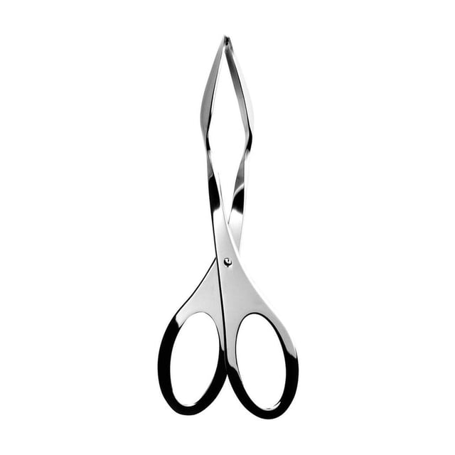 Windermere Serving Tongs crafted from polished 18/10 stainless steel with smooth modern lines and ergonomic loop handles, shown front-facing on a white background, designed for kitchen utensil use and serving food, also suitable for handling delicate salad greens.