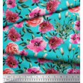 thumbnail image 2 of Soimoi Moss Georgette Fabric Leaves & Rose Flower Printed Fabric 1 Yard 42 Inch Wide, 2 of 3