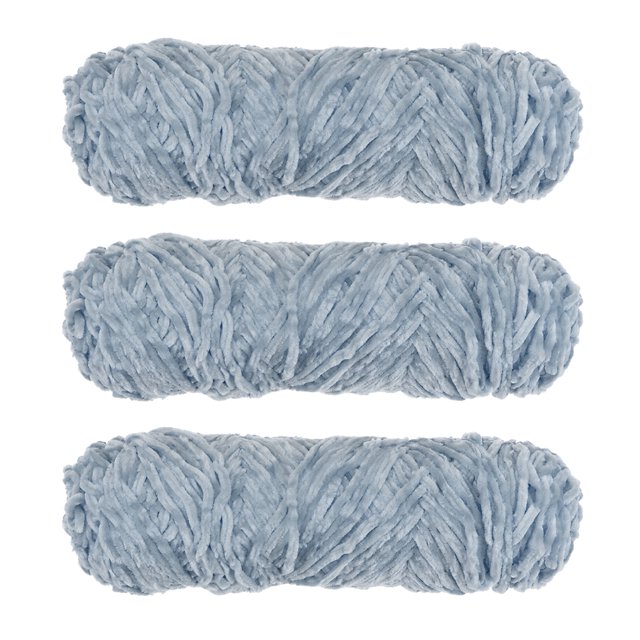 Unique Bargains Fil Chenille en Polyester Gris Pâle, 3 Écheveaux