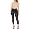 thumbnail image 2 of INSPIRE CHIC Women's Metallic Pattern Short Sleeves Party Crop T-Shirt M Gold, 2 of 7