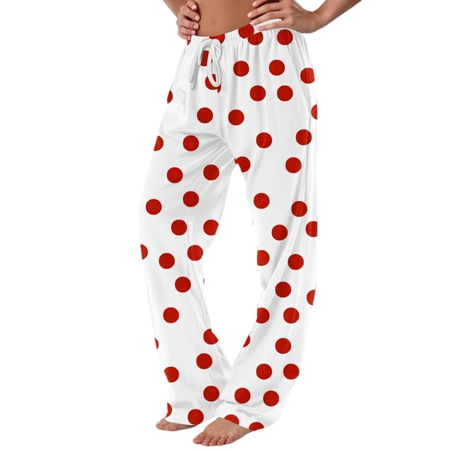 fatyb Lounge Pants for Women Printed Pajama Pants with Drawstring Womens Comfortable Wide Leg Pants