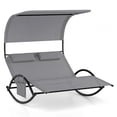thumbnail image 2 of Gymax Outdoor Double Chaise Rocker Rocking Daybed Sun Lounger w/ Sun Shade Canopy, 2 of 10