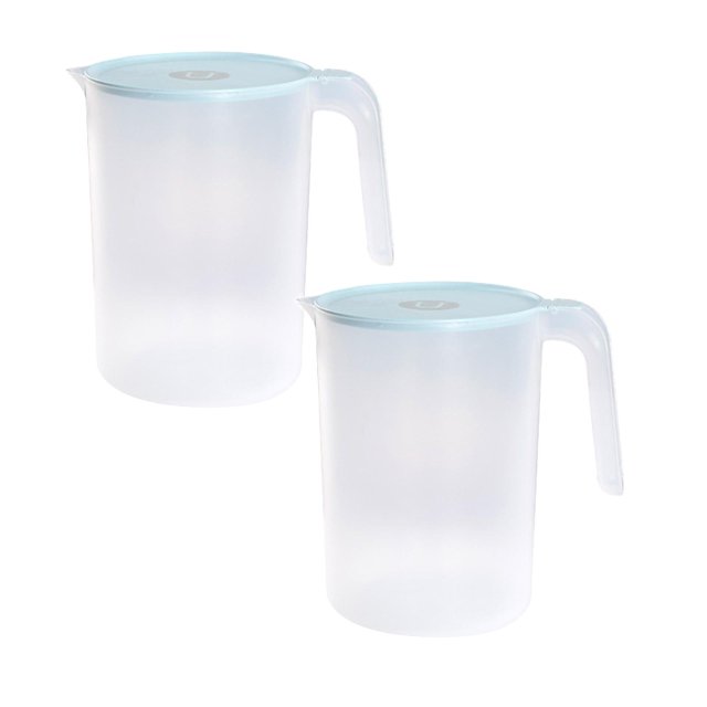 Oleegame 2PC Glass Bottle Simple Cold Water Kettle Household Plastic Heat High Temperature Cold Boiled Water Cup Tea Pot Set Miscellaneous Pot Large Capacity Blue