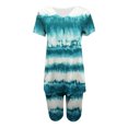 thumbnail image 4 of Women Two-Piece Color-Blocking V-Neck Short-Sleeved Fashion Casual Suit, 4 of 4