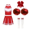 thumbnail image 1 of Fldy High School Girls Cheer Leader Cheerleading Uniform Outfit Matching Pom Poms and Socks A Red 6, 1 of 5