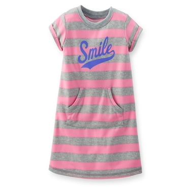 Carter's Little Girls' Striped Nightgown (Pink/Grey, 2-3 Youth)