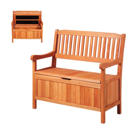 VEVOR Banc de Rangement Extérieur de 33 Gal pour Terrasse, Siège en Bois pour 2 Personnes pour Patio et Jardin