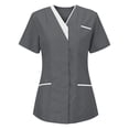thumbnail image 1 of BVOFAR Women's Short Sleeve Scrub Tops 2025 V Neck Housekeeping Uniforms Nurse Work Uniform with Pockets, 1 of 3