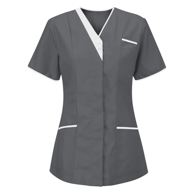BVOFAR Women's Short Sleeve Scrub Tops 2025 V Neck Housekeeping Uniforms Nurse Work Uniform with Pockets