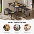 thumbnail image 3 of Pinmoco 3pcs Dining Table Set with 2 Benches Black Dining Room Table Set, 3 of 6
