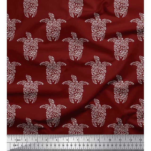 Soimoi Tissu Poly Georgette Imprimé Tortue au Mètre 52 Pouces de Large