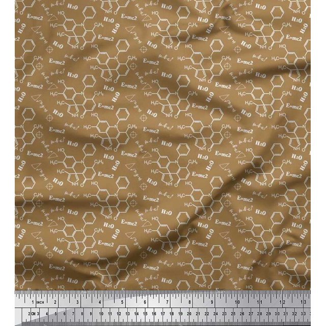 Soimoi Japan Crepe Satin Fabric Chemical Formula Education Theme Print Fabric by Yard 42 Inch Wide