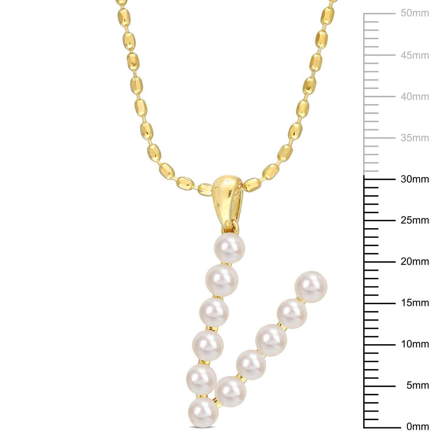 Collier initiale de Miabella avec perles culture d'eau douce en argent sterling plaqué en jaune