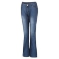 thumbnail image 4 of Teissuly Jeans for Women Mid Waisted Embroidery Stretch Button Straight Full Length Pants, Size XS-5XL, 4 of 5