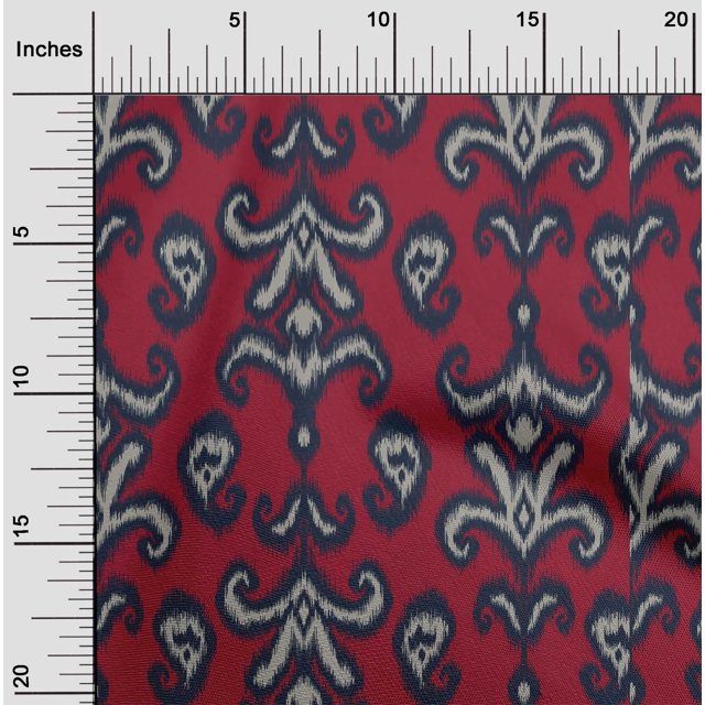 oneOone Silk Tabby Fabric Paisley & Floral Ikat Print Fabric BTY 42 Inch Wide