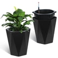 thumbnail image 1 of AKDSteel 16 Inch Tall Diamond Planters Set of 2, Self Watering Planters with Water Level Monitor and Wheels, Flower Pots Outdoor and Indoor for Patio, Porch, Living Room, Home Office, 1 of 8