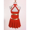thumbnail image 3 of Yanarno Costume de Pom-Pom Girl pour Filles Sans Manches à Lettres Imprimées Uniforme de Cheerleading Robe Plissée avec Pompons Rouge 16, 3 of 7