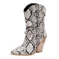 thumbnail image 2 of Qertyioot Bottes de Neige Zippées pour Femmes, Bottes Mode Unies à Talons Hauts Pointus, 2 of 6
