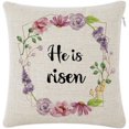 thumbnail image 1 of "He is Risen" Square Pillowcase 20x20 Decorative Linen Cushion Cover with Zipper Closure for Bed Dorm Car and Study Decor, 1 of 6