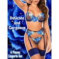 thumbnail image 2 of ORUYROP Brodé Floral, Armature, String, Porte-Jarretelles, Lingerie 4 Pcs, 2 of 7