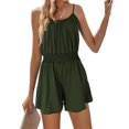 thumbnail image 4 of Timegard Combinaisons Courtes pour Femmes Col Rond Taille Élastique Combinaison Courte Décontractée Confortable Tenue de Couleur Unie, 4 of 9