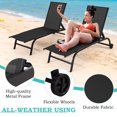 thumbnail image 4 of Yoleny Chaise Longue de Patio de 26 Pouces de Large avec Roues, Ensemble de 2 Chaises Longues de Piscine avec Dossier Réglable, Chaises Longues d'Extérieur en Textilène Imperméable pour Patio, Bord de Piscine, Terrasse, Noir, 4 of 6