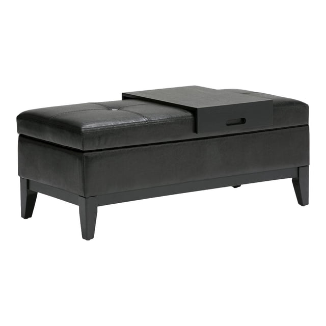 Simpli Home Oregon Storage Ottoman Bench with Tray