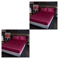 thumbnail image 4 of VONKY Easy To Install Plain Fitted Sheet For High Mattress plifies Bed-Making Winered 2Set, 4 of 6