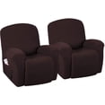 thumbnail image 1 of Super Stretch Couch Covers Recliner Covers Recliner Chair Covers Form Fitted Standard/Oversized Power Lift Reclining Slipcovers, Feature Soft Thick Jacquard, Chocolate, 2 Pack, 1 of 7