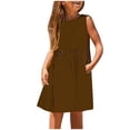 thumbnail image 2 of Robe Sans Manches à Col Rond, Robe pour Petites Filles, Imprimé Quotidien Vacances, Sans Manches, Décontractée, Mignonne, Douce, 2 of 5