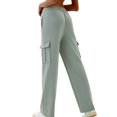thumbnail image 4 of zbxnLI Womens Cargo Sweatpants Drawstring Elastic Waist Jogging Pants Athletic Running Pants Multi-pockets, 4 of 5