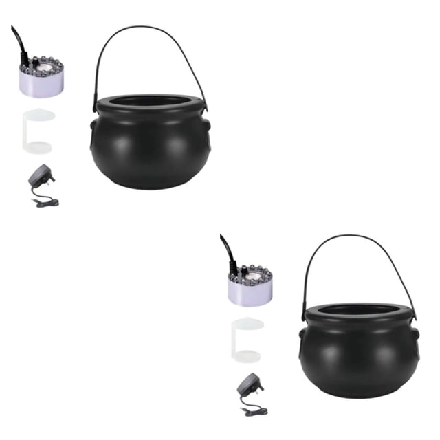 yingyy Halloween Witch Cauldrons Fog Maker Spooky Mist Effect Festive Decorations Safe To Wide Application silver UK Plug 2Set