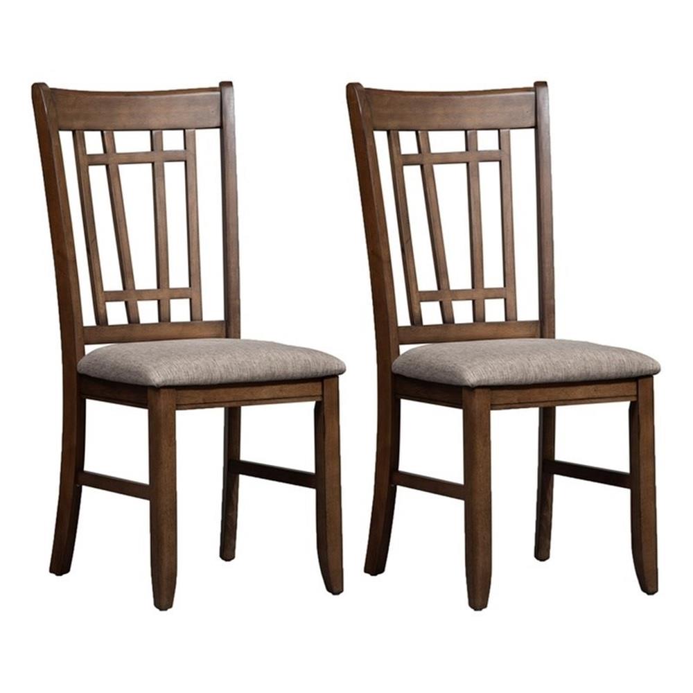 Liberty Furniture Santa Rosa Lattice Back Side Chair, Antique Honey and Textured Linen (Set of 2)