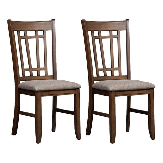 Liberty Furniture Santa Rosa Lattice Back Side Chair, Antique Honey and Textured Linen (Set of 2)