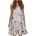 thumbnail image 2 of Ovzne Robes pour Femmes 2025 Robe de Plage Mode Féminine Vacances Été Couleur Unie Sans Manches Robe de Soirée Plage Robe d'Été Imprimée Liquidation, 2 of 6
