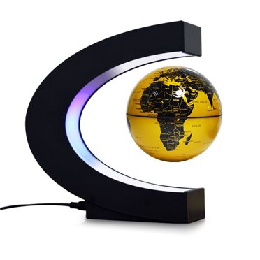 globe à Lévitation Magnétique de 3 Pouces, Carte du Monde, globe avec base en Forme de C, Lumière DEL, Convient à l'Enseignement, à la Maison, Décoration de Bureau