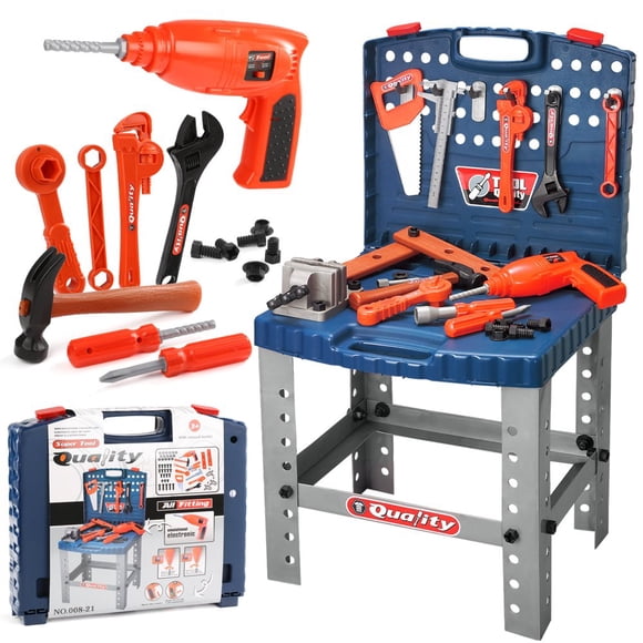 EIGTHTAIL Ensemble d'Outils 71 Pcs pour Enfants Jouets pour Garçons de 3 à 6 Ans Établi pour Tout-Petits avec Outils Réalistes et Perceuse Électrique Cadeau d'Anniversaire Noël pour Enfants Garçons de 3 4 5 6 Ans.