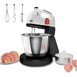 Mélangeurs de position, 7 Vitesses 3QT Bouteilles en acier inoxydable, bras et bras avec crochet de labour, fouet, batteur de mélange pour la cuisson, gâteau, cookie, tricot (BU2)