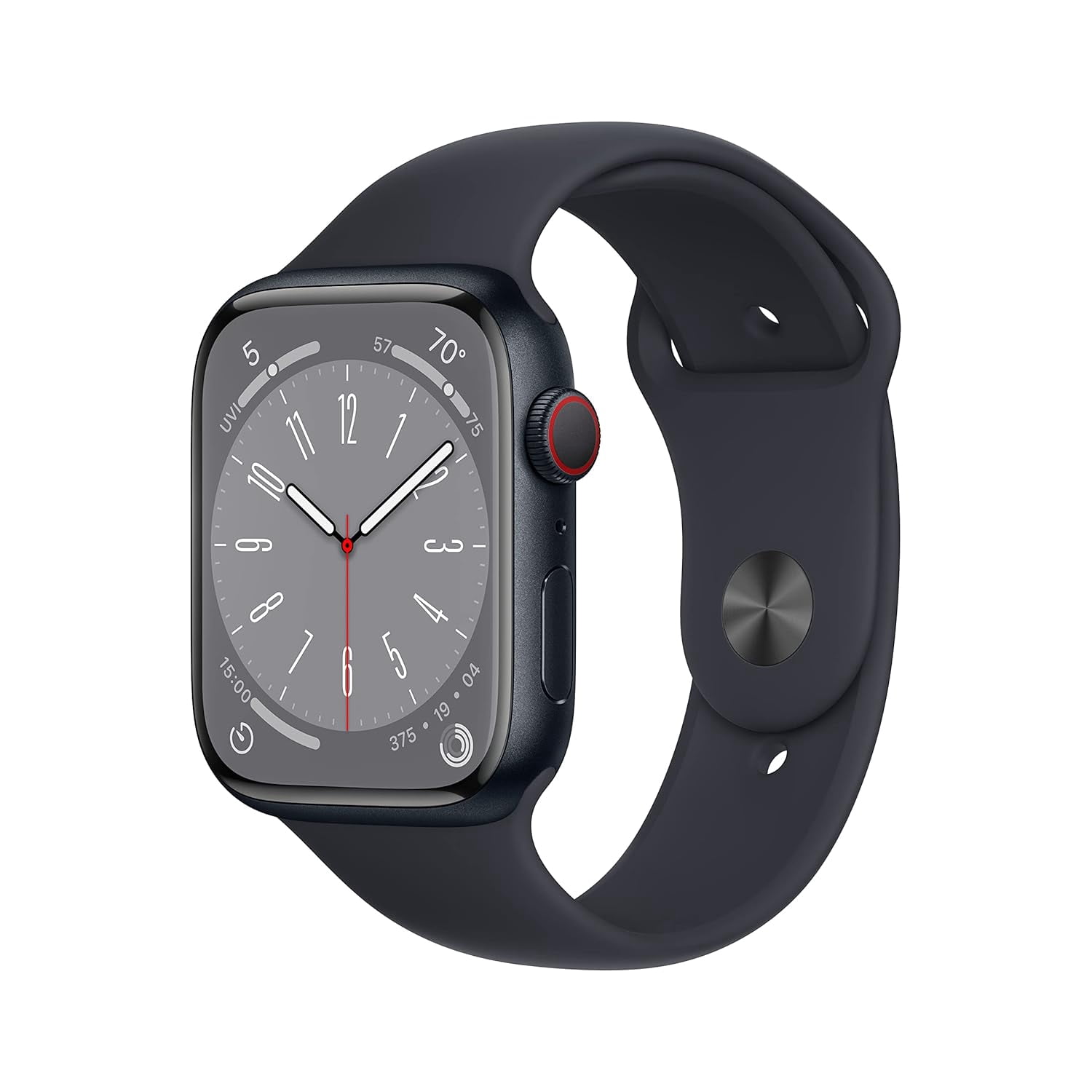 Restored Apple Watch Series 8 Cellular 45mm Midnight Small Medium Band LTE, Heart Rate, Crash Detection - Refurbished Fair