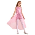 thumbnail image 3 of renvena Combinaison-Robe Maxi à Paillettes pour Filles Enfants en Mousseline Sans Manches Concours Mariage Fête Demoiselle d'Honneur Rose 10, 3 of 7