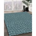 thumbnail image 3 of Ahgly Tapis d'Intérieur Lavable en Machine Carré Transitionnel Bleu Lagon, 3 Pieds Carré, 3 of 7